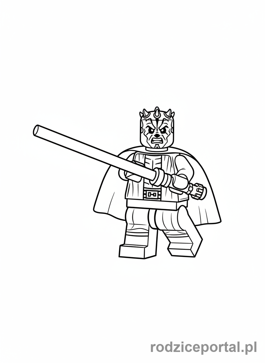 Kolorowanka Lego Star Wars - Darth Maul z podwójnym mieczem