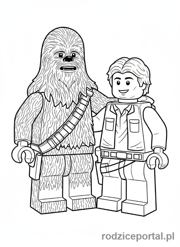Kolorowanka Lego Star Wars - Han Solo i Chewbacca