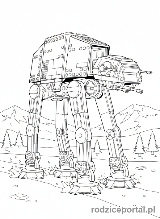 Kolorowanka Lego Star Wars - Kroczący AT-AT