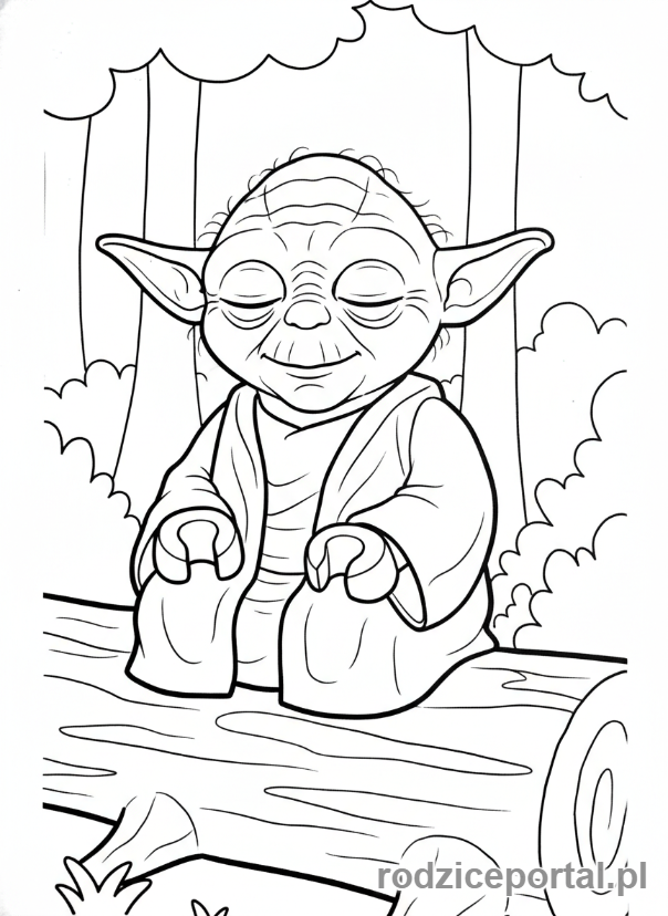 Kolorowanka Lego Star Wars - Mistrz Yoda medytujący