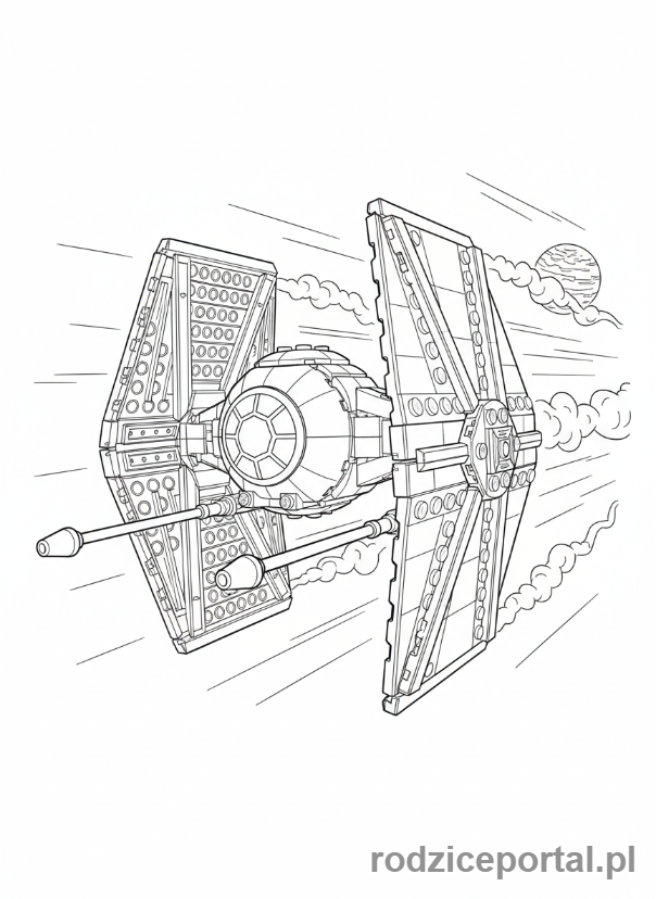 Kolorowanka Lego Star Wars - Myśliwiec TIE Fighter