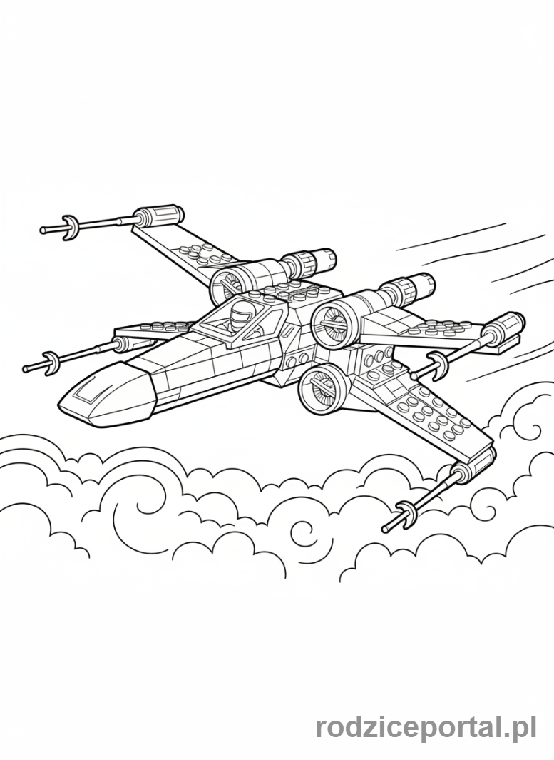 Kolorowanka Lego Star Wars - Myśliwiec X-wing