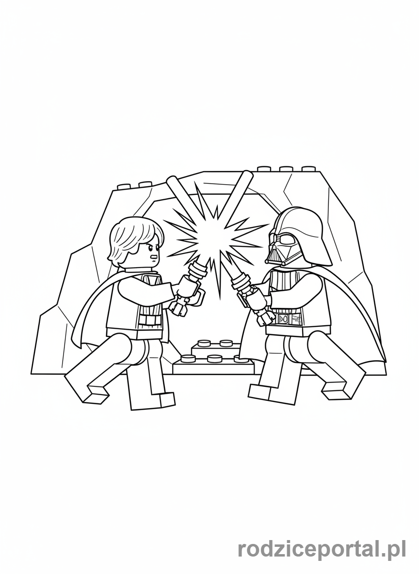 Kolorowanka Lego Star Wars - Pojedynek na miecze świetlne