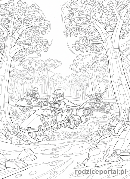 Kolorowanka Lego Star Wars - Pościg na śmigaczu