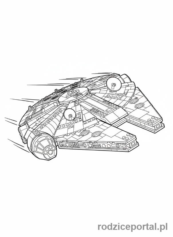 Kolorowanka Lego Star Wars - Sokół Millennium w locie