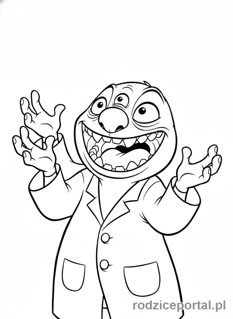 Kolorowanka Lilo I Stich - Jumba śmiejący się maniakalnie