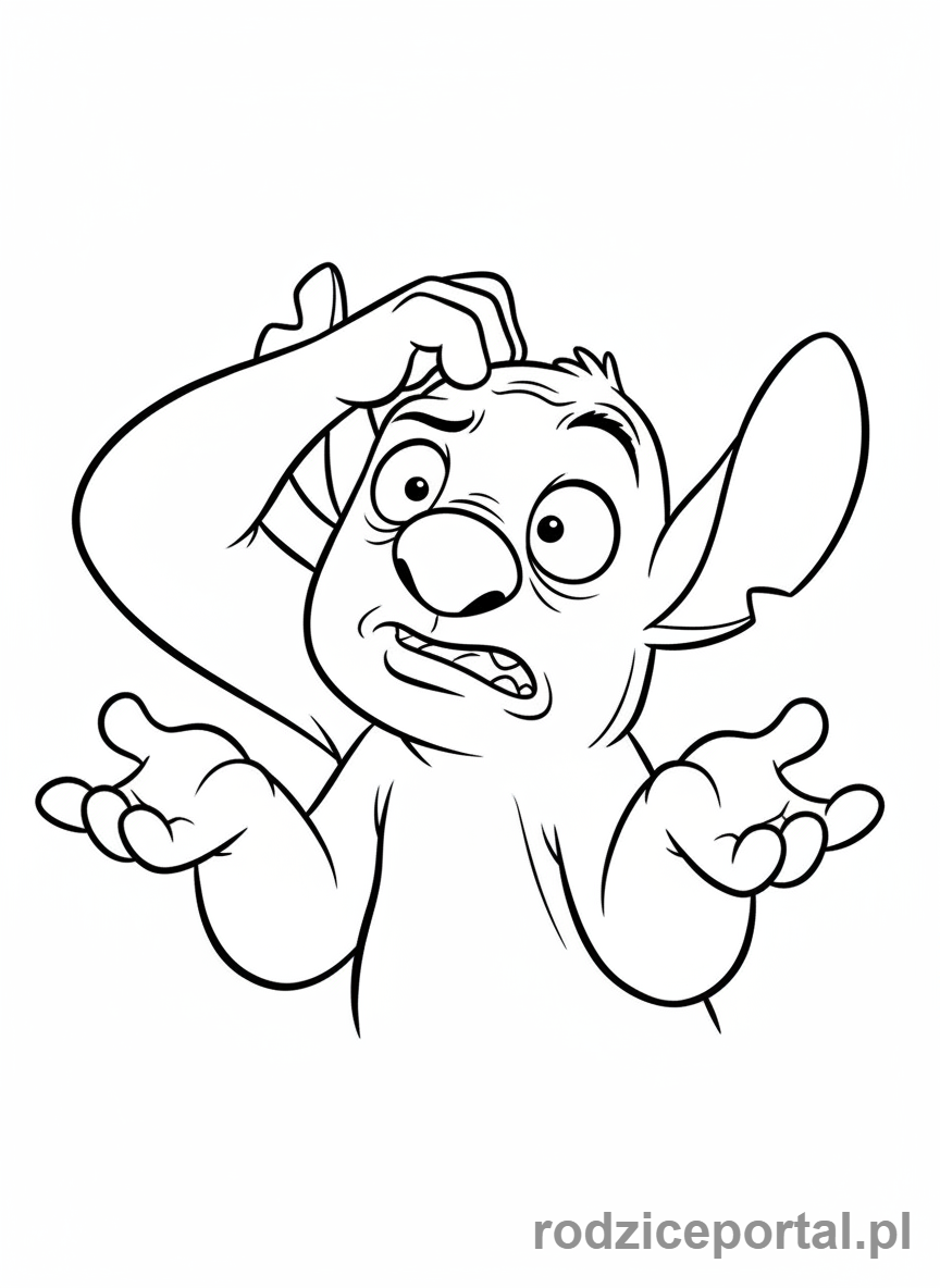 Kolorowanka Lilo I Stich - Jumba wyglądający na zdezorientowanego