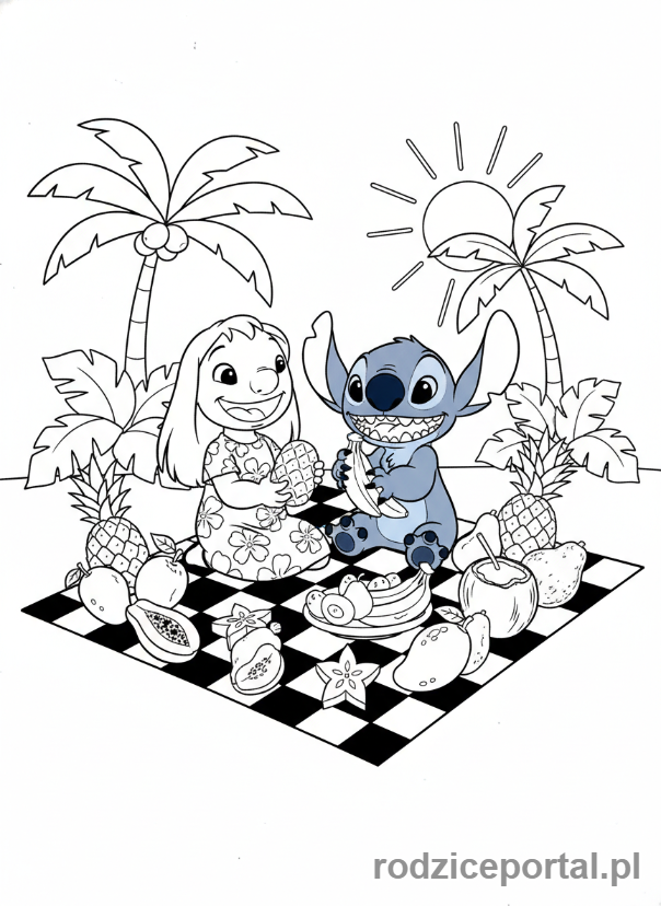 Kolorowanka Lilo I Stich - Lilo i Stich na pikniku