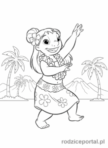 Kolorowanka Lilo I Stich - Lilo tańcząca hula