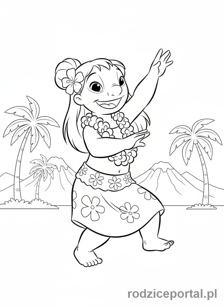 Kolorowanka Lilo I Stich - Lilo tańcząca hula