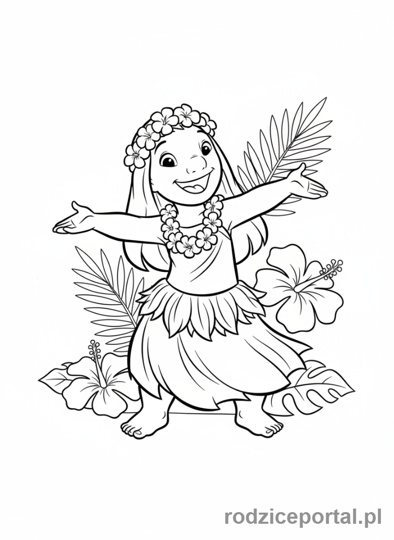Kolorowanka Lilo I Stich - Lilo tańcząca hula