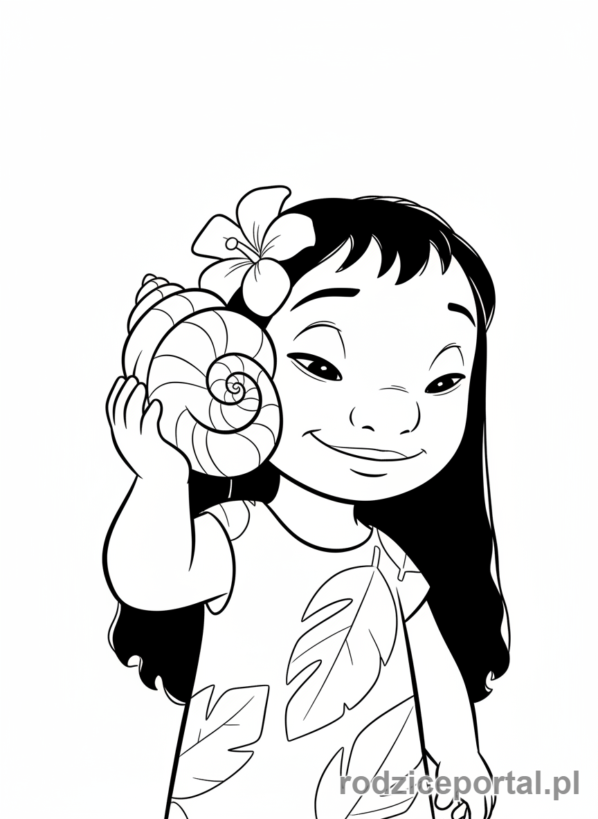 Kolorowanka Lilo I Stich - Lilo trzymająca muszelkę
