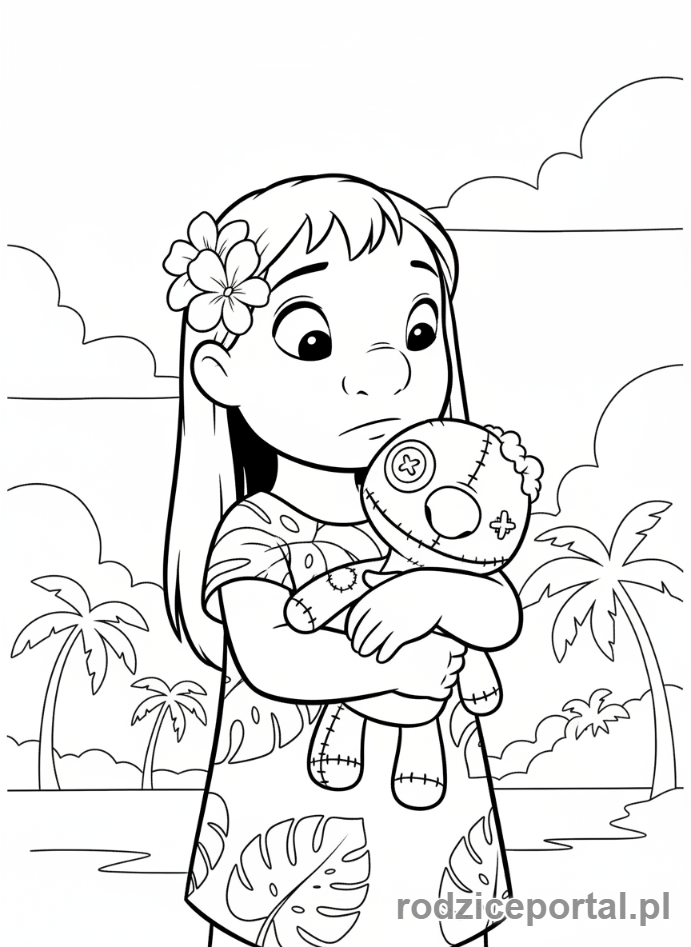 Kolorowanka Lilo I Stich - Lilo z lalką Scrump