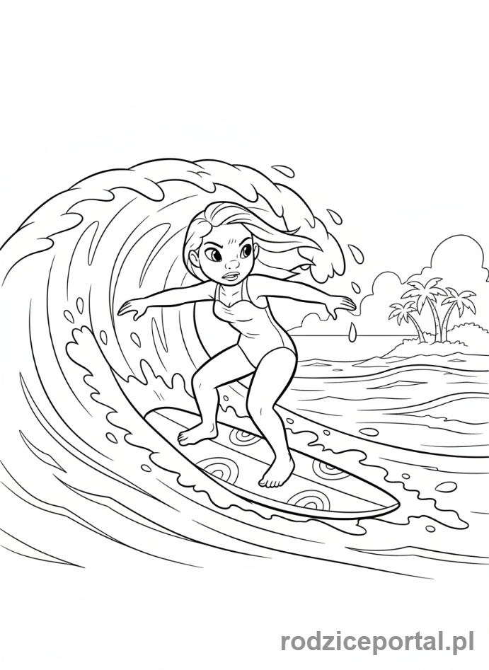 Kolorowanka Lilo I Stich - Nani surfująca