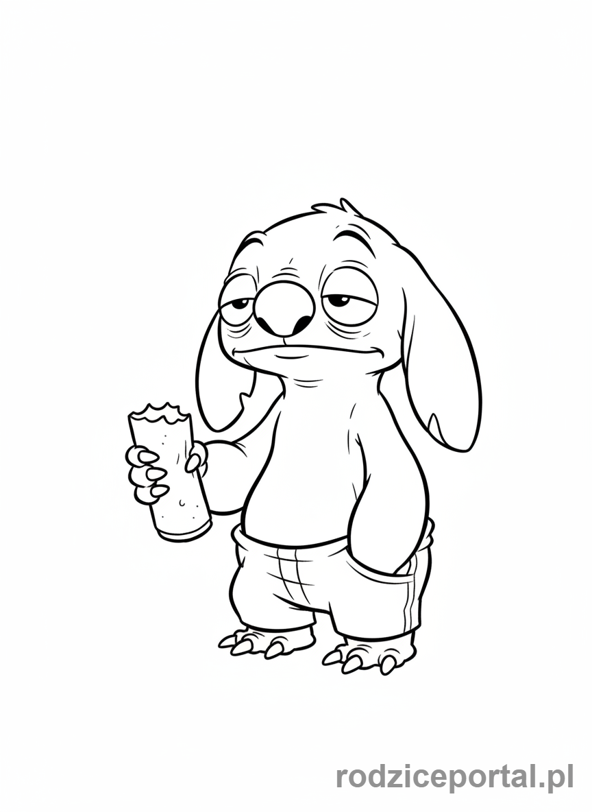 Kolorowanka Lilo I Stich - Reuben wyglądający na znudzonego