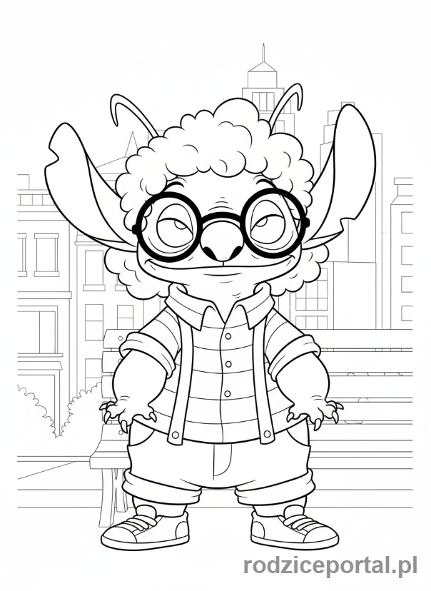 Kolorowanka Lilo I Stich - Stich przebrany za człowieka