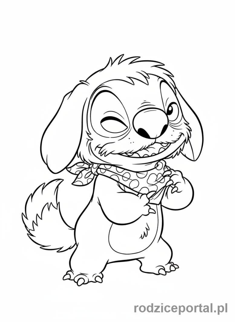 Kolorowanka Lilo I Stich - Stich przebrany za psa