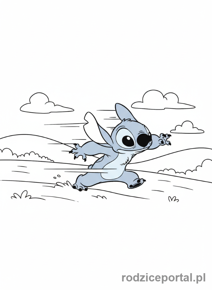 Kolorowanka Lilo I Stich - Stich szybko biegnący