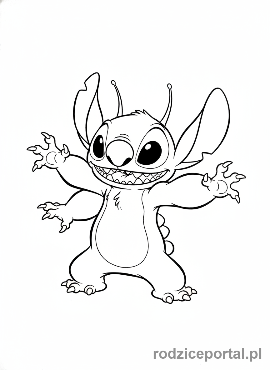 Kolorowanka Lilo I Stich - Stich z czterema wysuniętymi ramionami