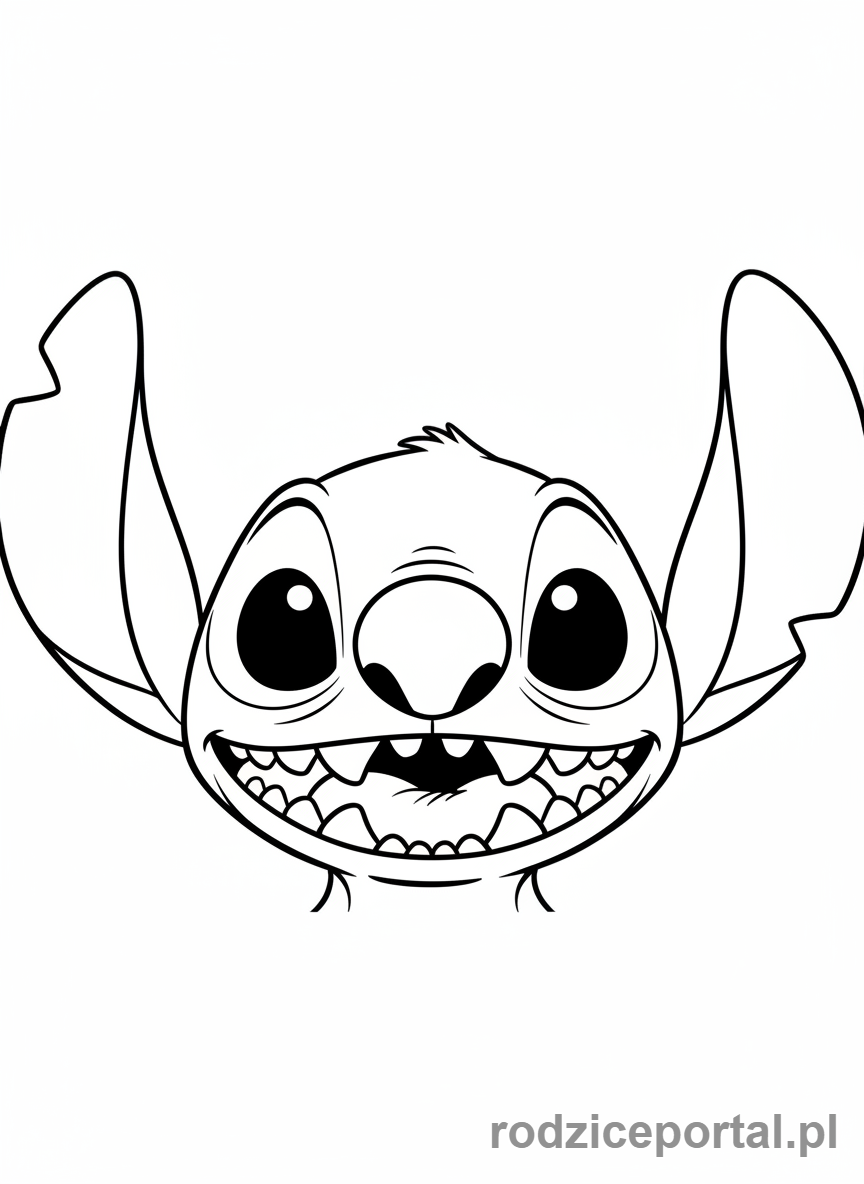 Kolorowanka Lilo I Stich - Zbliżenie na szczęśliwego Sticha