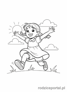 Kolorowanka Marta Mówi - Marta biegnąca z rozmachem