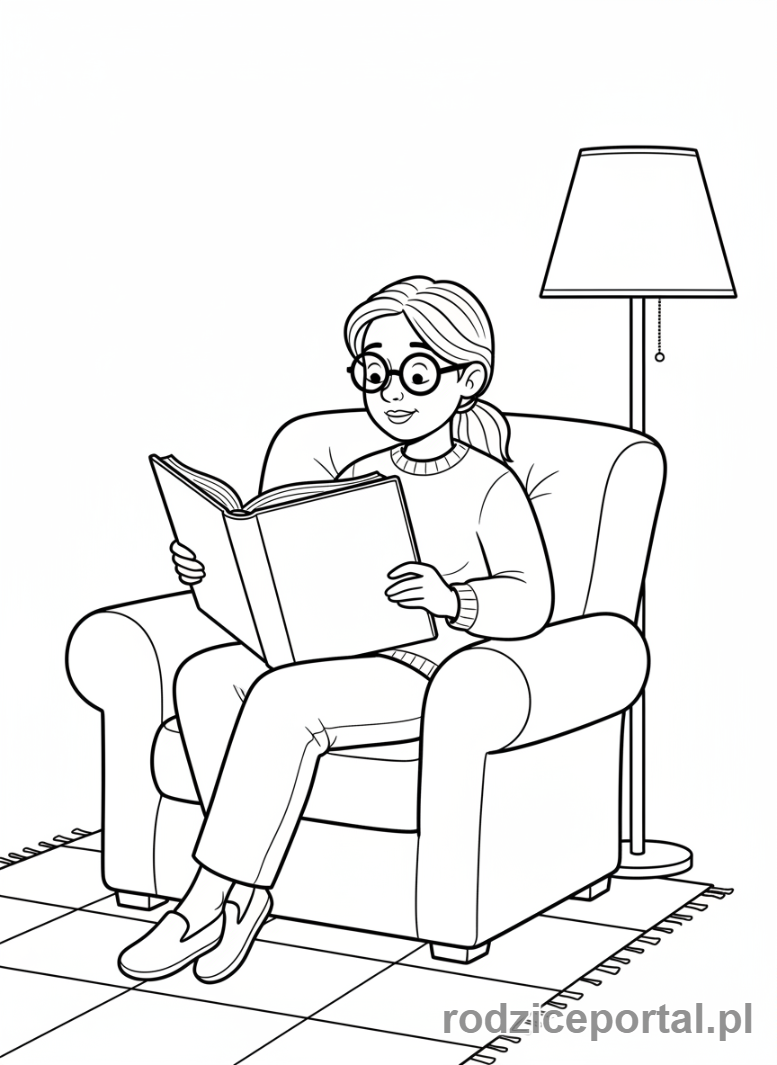 Kolorowanka Marta Mówi - Marta czytająca książkę