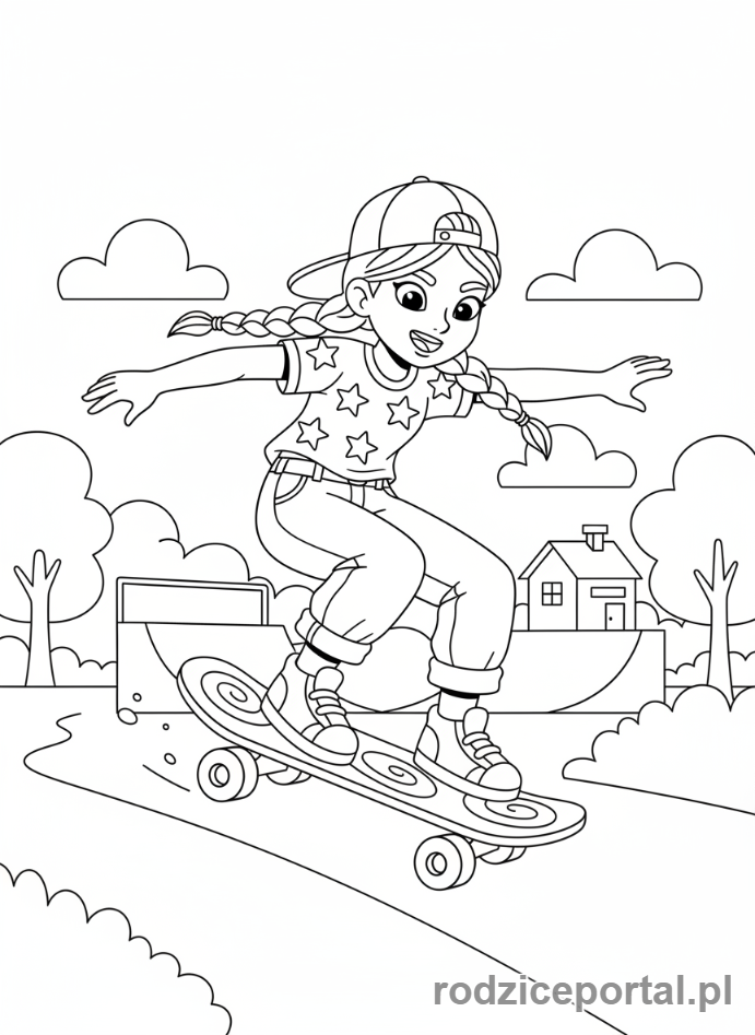 Kolorowanka Marta Mówi - Marta na deskorolce
