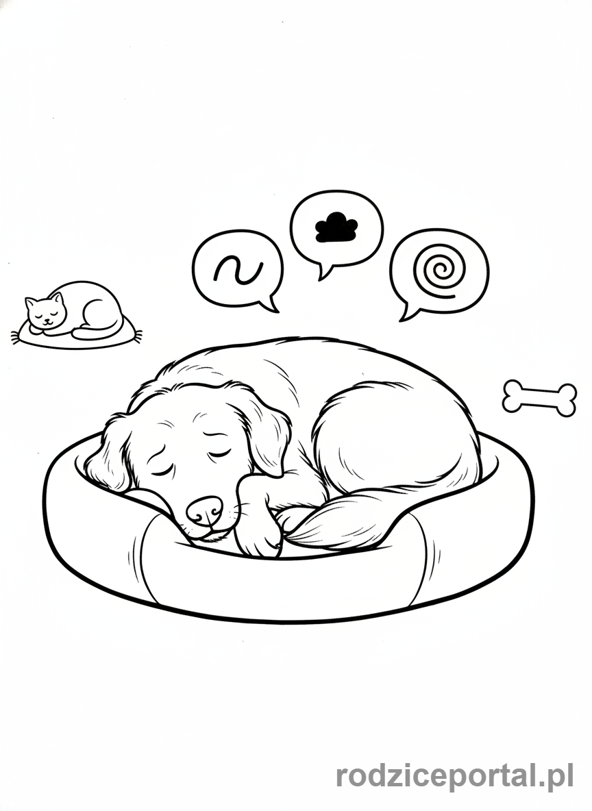 Kolorowanka Marta Mówi - Marta śpiąca i śniąca o słowach