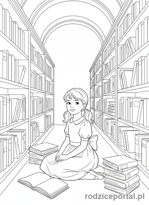 Kolorowanka Marta Mówi - Marta w bibliotece