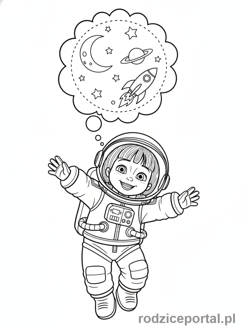 Kolorowanka Masza I Niedźwiedź - Masza przebrana za astronautkę