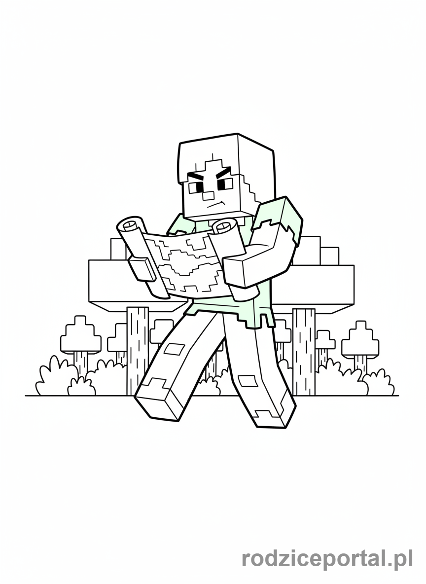 Kolorowanka Minecraft - Alex odkrywająca świat
