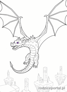 Kolorowanka Minecraft - Ender Dragon w locie