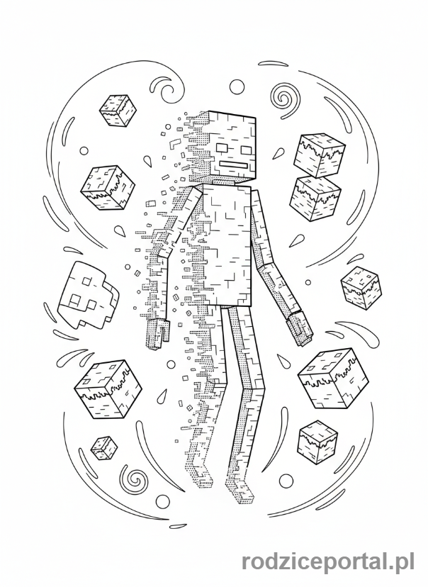 Kolorowanka Minecraft - Enderman teleportujący się