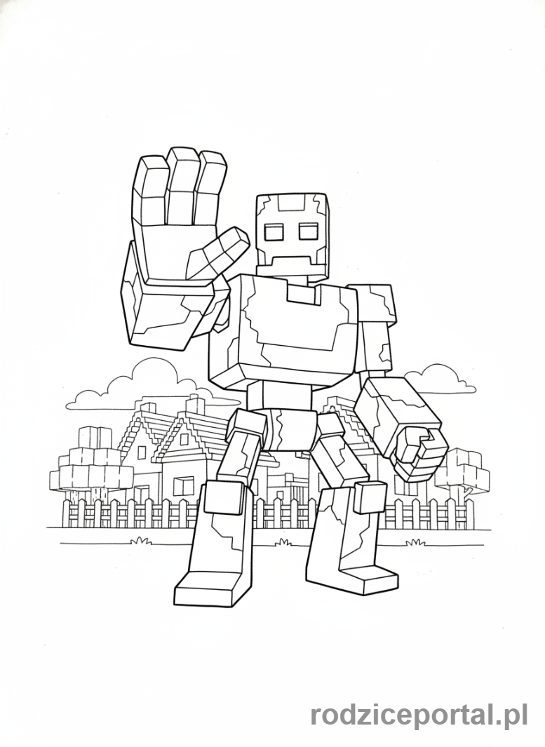 Kolorowanka Minecraft - Golem chroniący