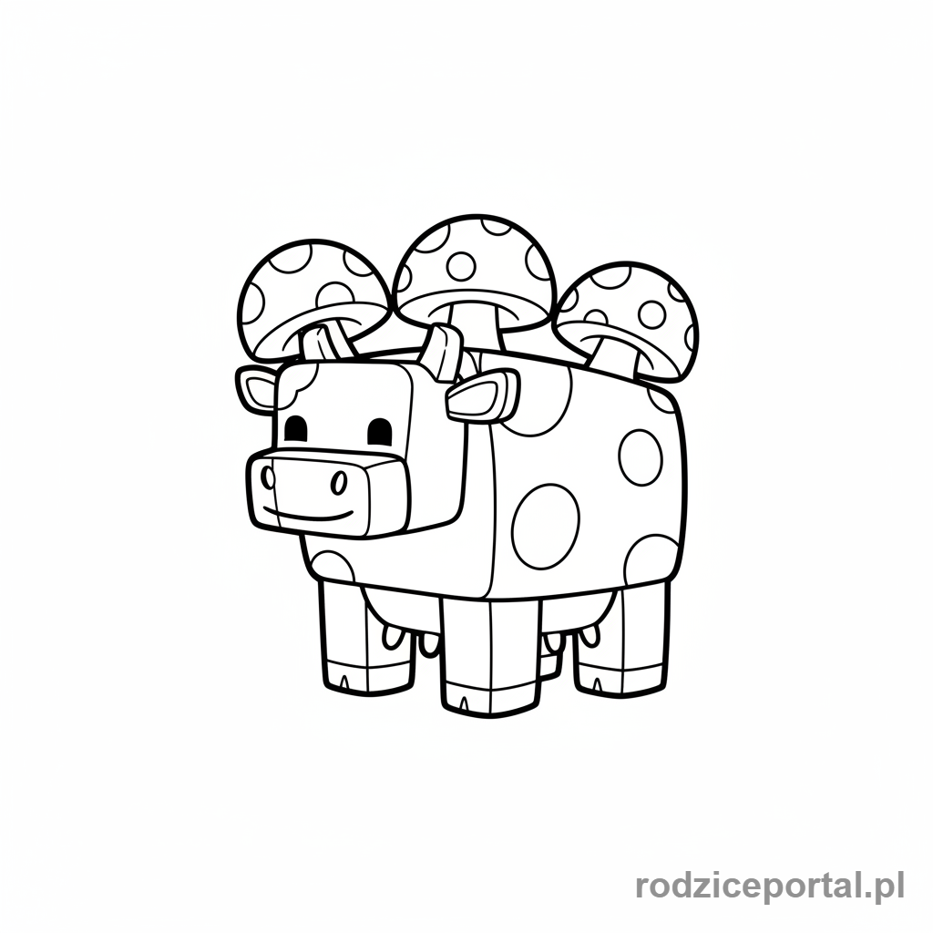Kolorowanka Minecraft - Grzybowa krowa
