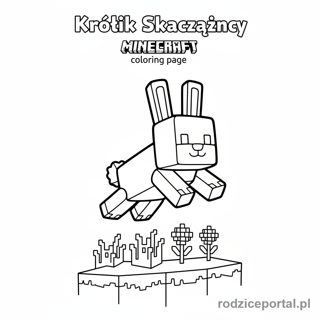 Kolorowanka Minecraft - Królik skaczący