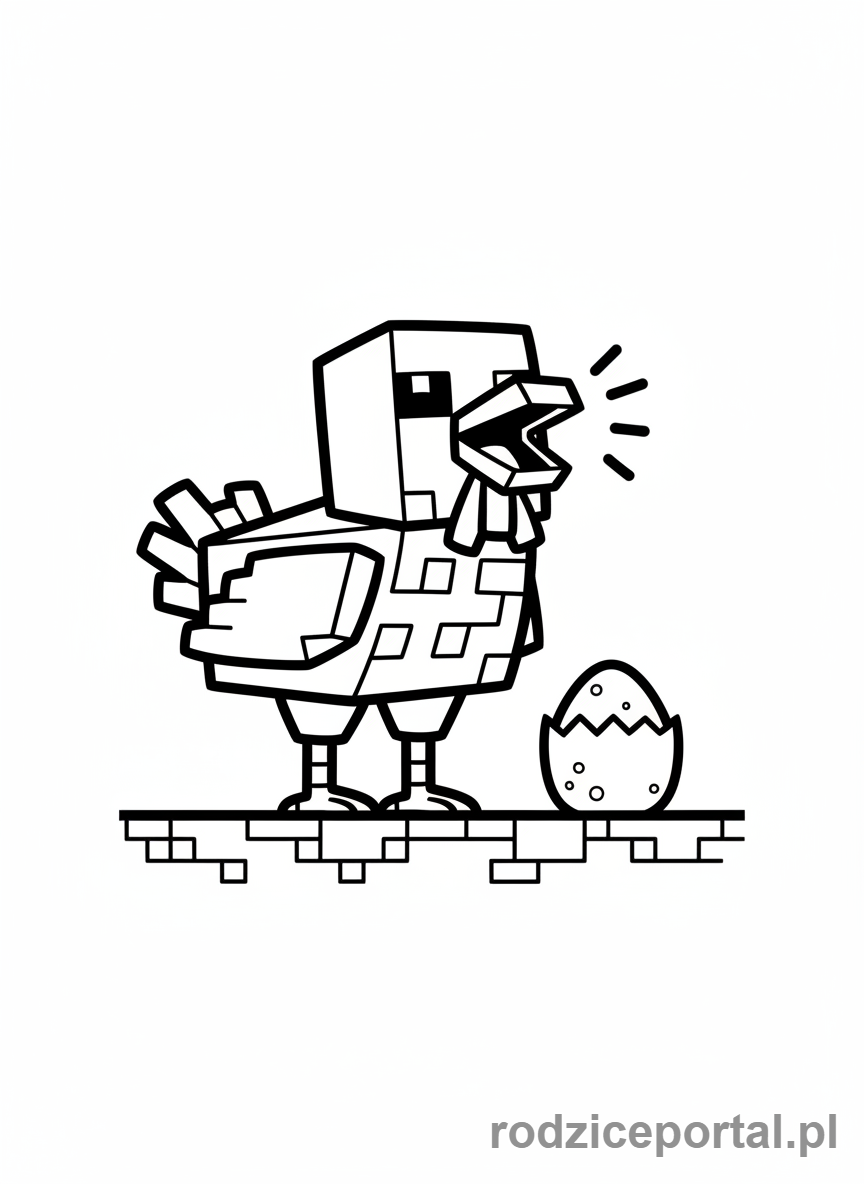 Kolorowanka Minecraft - Kurczak niosący jajko