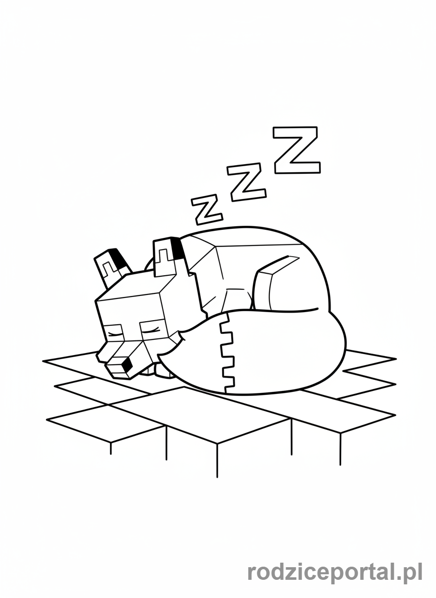 Kolorowanka Minecraft - Lis śpiący