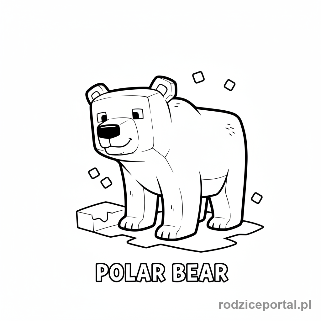 Kolorowanka Minecraft - Niedźwiedź polarny