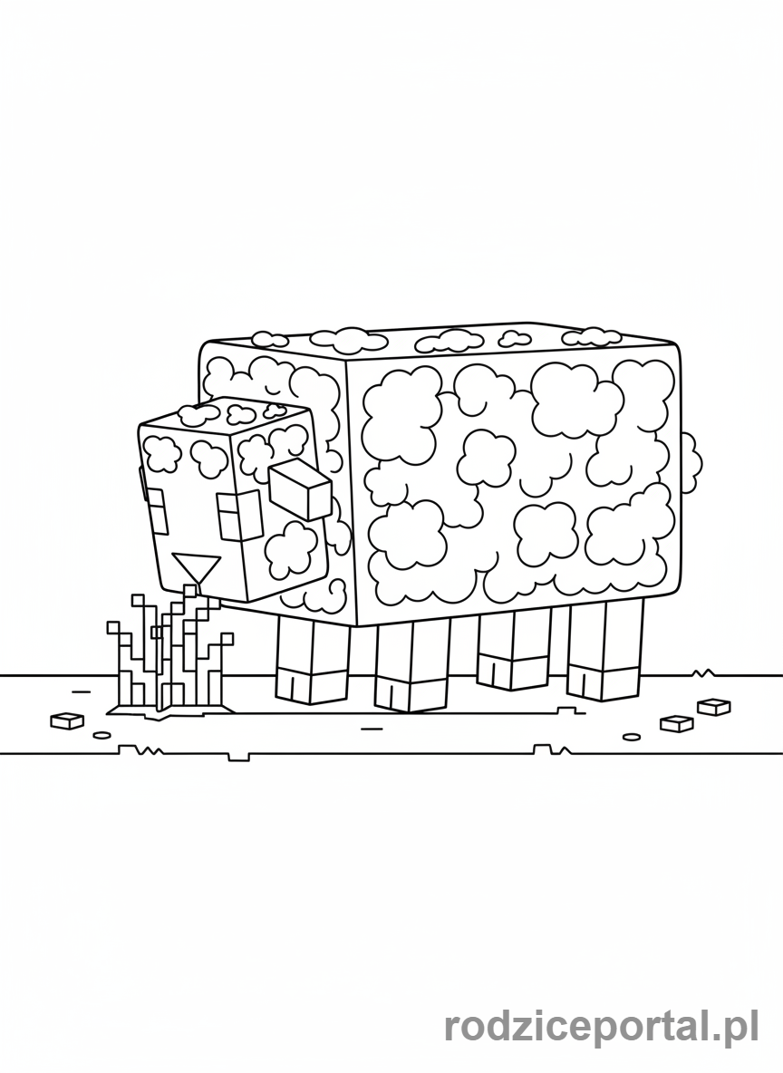 Kolorowanka Minecraft - Owca jedząca trawę