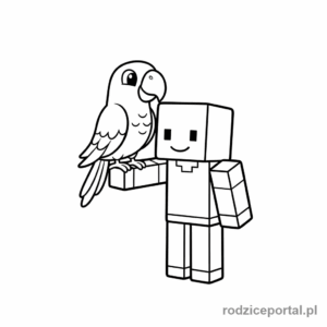 Kolorowanka Minecraft - Papuga na ramieniu