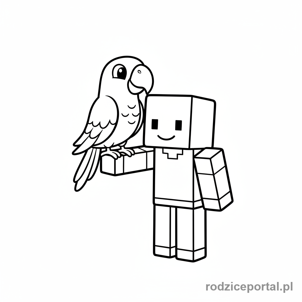 Kolorowanka Minecraft - Papuga na ramieniu
