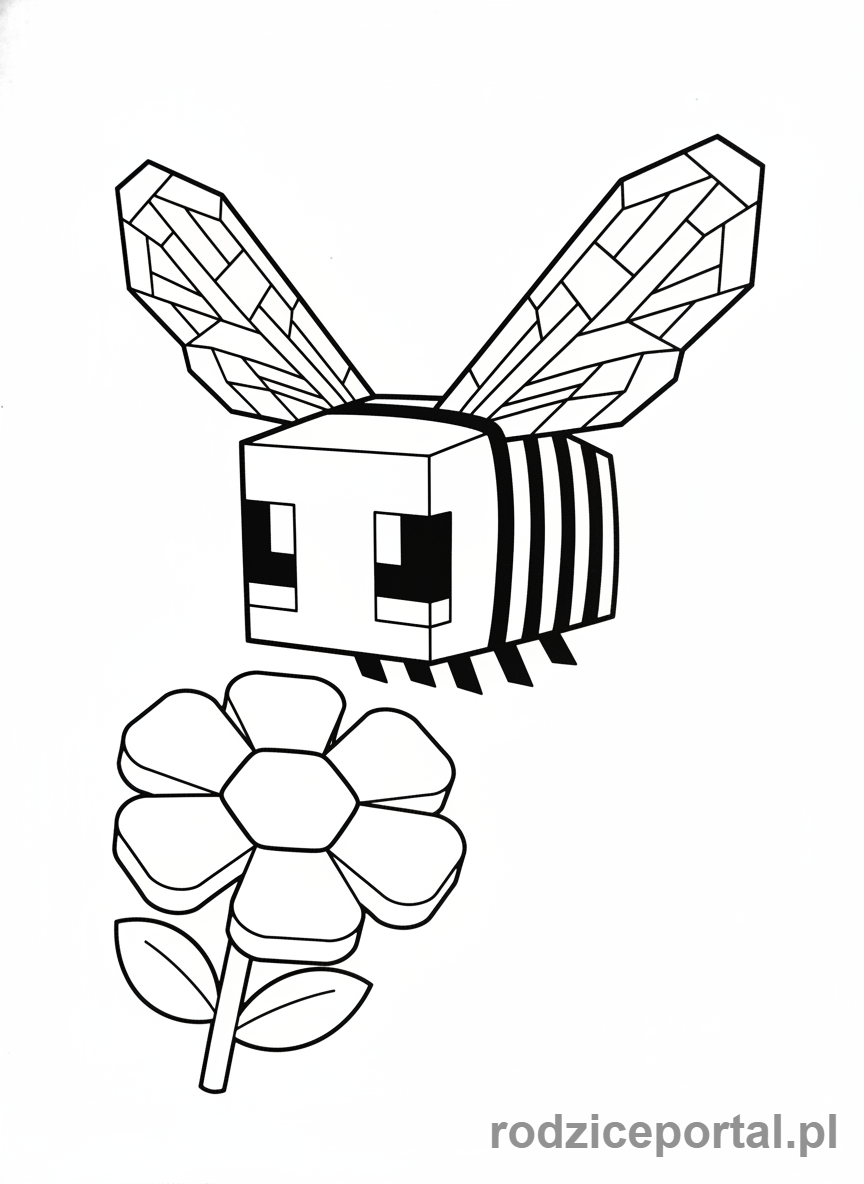 Kolorowanka Minecraft - Pszczoła latająca