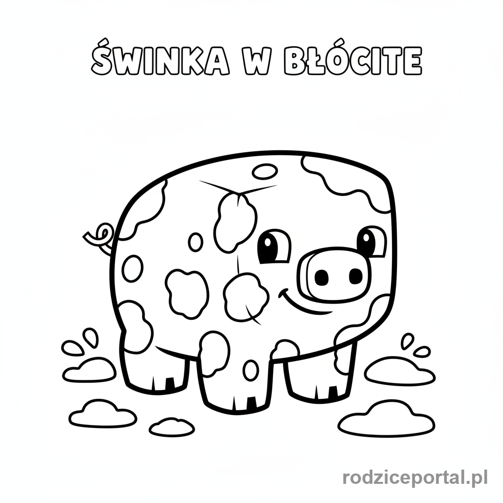 Kolorowanka Minecraft - Świnka w błocie