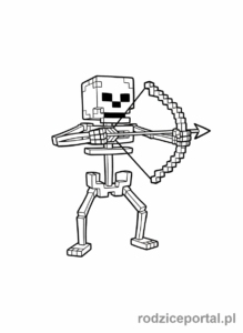 Kolorowanka Minecraft - Szkielet z łukiem
