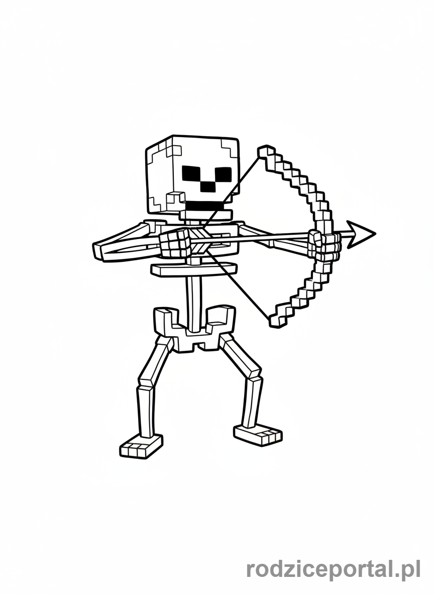 Kolorowanka Minecraft - Szkielet z łukiem