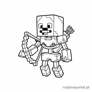 Kolorowanka Minecraft - Szkielet z łukiem