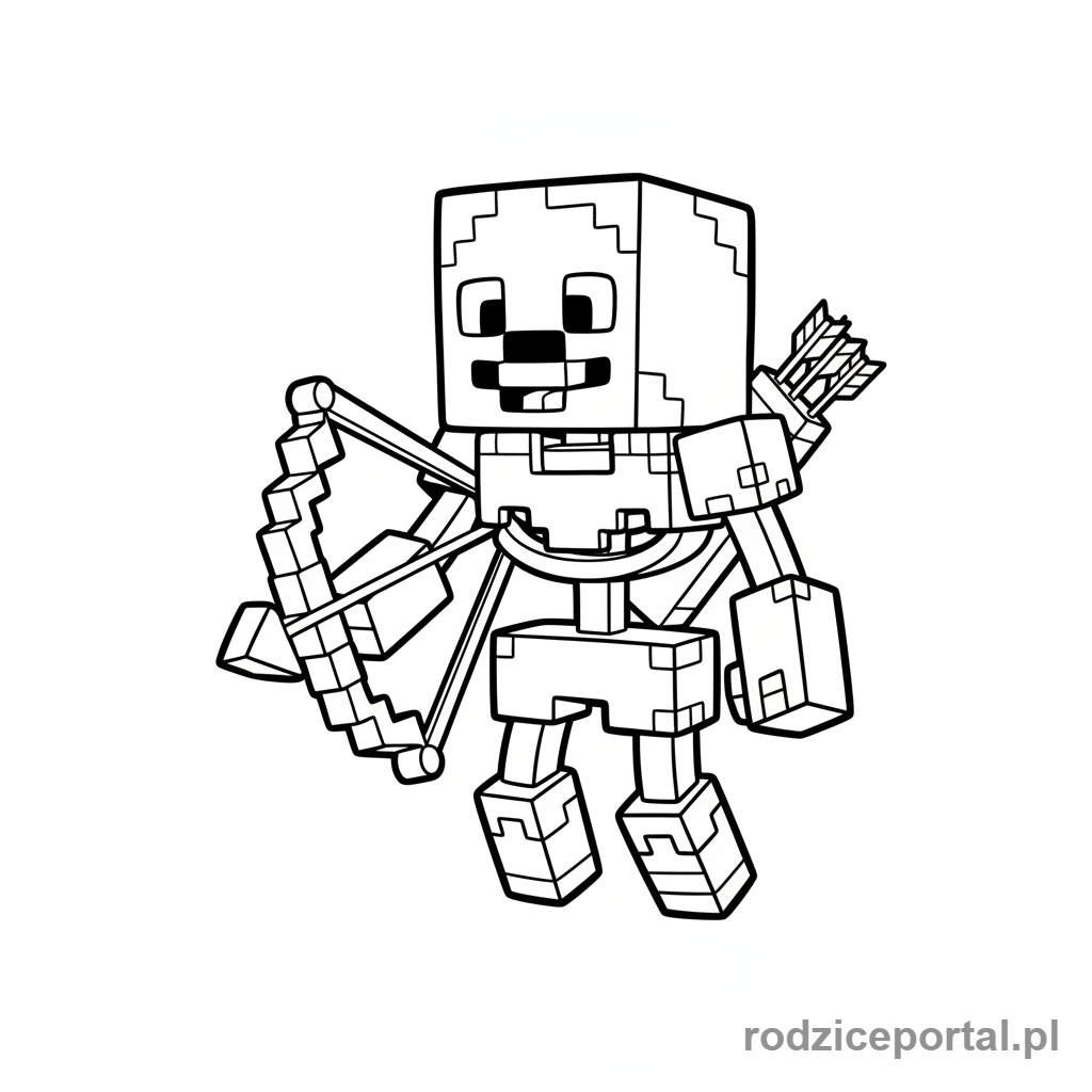 Kolorowanka Minecraft - Szkielet z łukiem