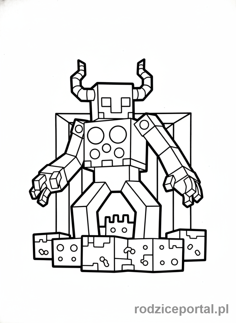 Kolorowanka Minecraft - Warden w Głębokiej Ciemności