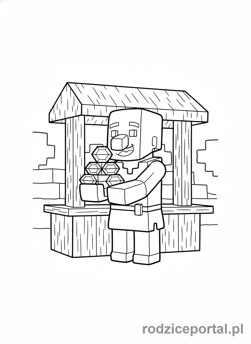 Kolorowanka Minecraft - Wieśniak handlujący
